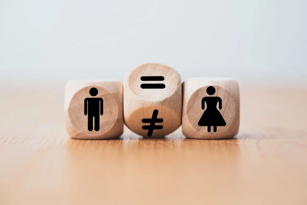 Gender inequality shown in three dices