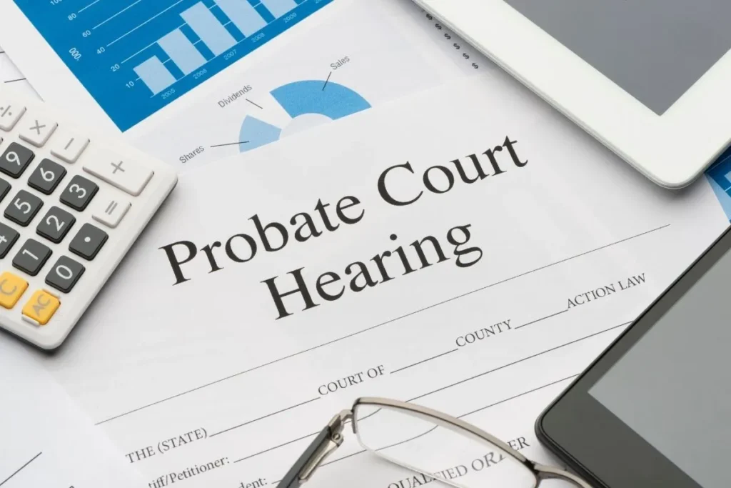 calculator on probate court hearing paper