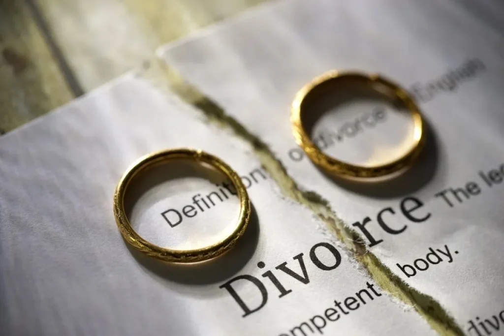 divorce paper is separated with two rings